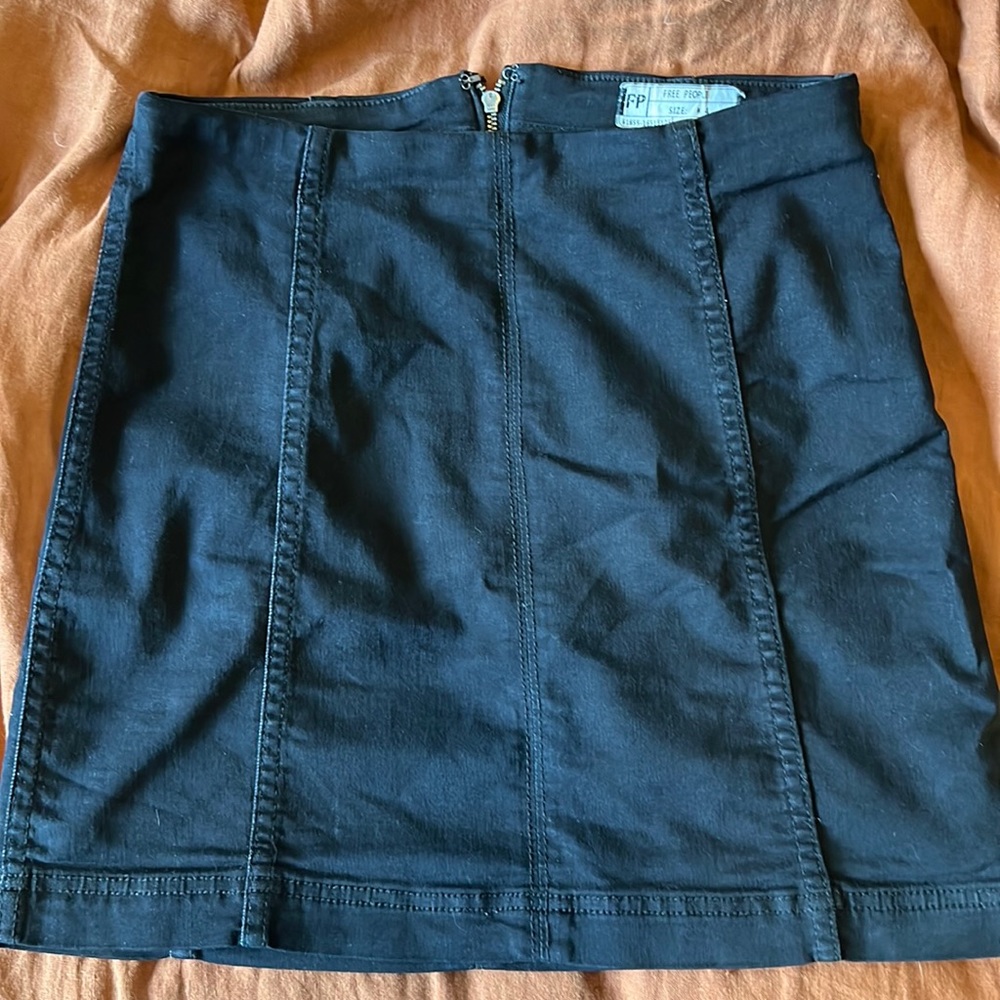 Black denim mini skirt